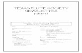 TEXAS FLUTE SOCIETY NEWSLETTER Fall 2011 · 1 . TEXAS FLUTE SOCIETY ... big part of my life whether it was piano lessons, guitar lessons, ... I took flute lessons from the time I