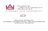 Resume Guide for College of Agriculture, Life and … · Resume Guide for College of Agriculture, Life and Natural ... Relevant Coursework: ... Zoology DNA/Extraction/Quantification