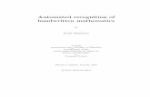 Automated recognition of handwritten mathematics€¦ · Automated recognition of handwritten mathematics by ... concerns that arise during system construction. This thesis describes