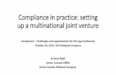Compliance in practice: setting up a multinational … · Compliance in practice: setting up a multinational joint ... •The FCPA and the recent enforcement actions involving ...