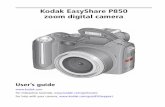 Kodak EasyShare P850 zoom digital cameraresources.kodak.com/support/pdf/en/manuals/urg00422/P850_GLB_en.… · Kodak EasyShare P850 zoom digital camera User’s guide ... 1 Delete