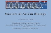 Masters of Arts in Biology - Brown University · Masters of Arts in Biology ... Developmental Biology, • Drug Delivery, • Human Physiology, ... Textbook. Biochemistry . Masters