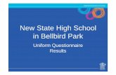 New State High School in Bellbird Park · Uniform Questionnaire Results. 2 75 people responded. 0.00% 10.00% ... Shoes. Q10. Additional Comments ... branded clothing can lead to bullying.