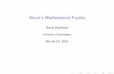 Alcuin's Mathematical Puzzles - University of Washingtonmorrow/mathday/... · Annie Raymond (University of Washington) Alcuin’s Mathematical Puzzles March 23, 2015 3 / 13. Graph
