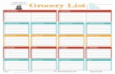 Grocery List Week Of: Coupons Reusable Bags … List Week Of: Coupons Reusable Bags Shoppers Card Budget: Spent: Personal Use Only Fruits/Vegetables Bakery/Breads Baking/Oils/Spices
