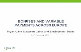 Bonuses and variable payments across Europe - .contracts or working time agreements, ... bonuses