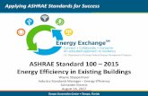 Applying ASHRAE Standards for Success · Tampa Convention Center • Tampa, Florida ASHRAE Standard 100 – 2015 Energy Efficiency in Existing Buildings Applying ASHRAE Standards