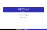 Econometrics - Lecture 7 - Nathaniel Higgins - … · Econometrics Lecture 7 Nathaniel Higgins ERS and JHU Nathaniel Higgins Lecture 7 This week Fatima’s TA session ... Questions