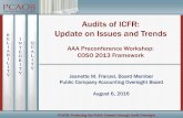 Audits of ICFR: Update on Issues and Trends - PCAOB · Audits of ICFR: Update on Issues and Trends ... related to internal control over financial ... The external audit engagement