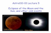 Astro110-01 Lecture 5 Eclipses of the Moon and the … · Astro110-01 Lecture 5 Eclipses of the Moon and the Sun, and other odd events ... You look up in the sky and see a moon with