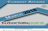 Current Affairs ─ March 2018 - tutorialspoint.com · Current Affairs – March 2018 i Current Affairs ─ March 2018 ... since 2016. Tripura is a hilly state in the Northeast India,