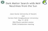 Dark Matter Search with MeV Neutrinos from the Sun · Dark Matter Search with MeV Neutrinos from the Sun Jason Kumar (University of Hawaii) and Carsten Rott (Sungkyunkwan University)