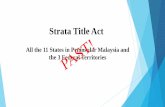 Strata Title Act - mod.gov.bn · provisions of this Act or the rules made thereunder, or are capable of applying to parcels, shall apply in all respects to parcels held under strata