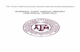 INTERNAL AUDIT ANNUAL REPORT FOR FISCAL …assets.system.tamus.edu/.../pdf/2017_InternalAuditAnnualReport.pdf · The Texas A&M University System Internal Audit Annual Report for Fiscal