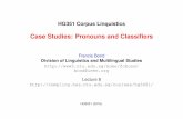 Case Studies: Pronouns and Classiﬁerscompling.hss.ntu.edu.sg/courses/hg3051/pdf/HG3051-lec08-case... · Proposed method for generating possessive pronouns Experimental Results Conclusion
