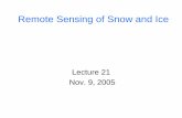 Remote Sensing of Snow and Ice - UTSA · Topics • Remote sensing snow depth: passive microwave (covered in Lecture 14) • Remote sensing sea ice and ice sheet elevation change: