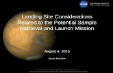 Landing Site Considerations Related to the … Propulsion Laboratory California Institute of Technology August 4, 2015 Austin Nicholas Landing Site Considerations Related to the Potential