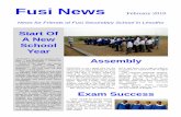 Fusi News 2010-02 - Rafiki FoundationRafiki Foundation · Fusi News February 2010 News for Friends of Fusi Secondary School in Lesotho JANUARY was always going to be a busy — and
