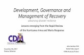 Development, Governance and Management of … · Development, Governance and Management of Recovery advancing disaster resilience ... the differently abled and for the marginalised