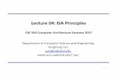 lecture04 ISA Principles - GitHub Pages · 1 2 Register-Memory IBM 360/370, Intel 80x86, Motorola ... – decode is simple since instrucFon types are small ... • PC-relaFve ...