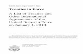 United States Department of State Treaties in Force · The print edition lists only those treaties on record at the time of publication as being in force for the United States on