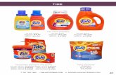 TIDE - Unlimited Bagunlimitedbag.com/laundry.pdf · Laundry Products Dryer Sheets (2 Kinds) 40 CT; 12/CS #LSHS Gain Dryer Sheets 34 CT; 12/CS #LSGAIN34 Bounce Dryer Sheets 25 CT;