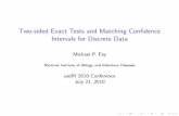 Two-sided Exact Tests and Matching Confidence Intervals ... · Motivating Example 1: Fisher’s exact Test for 2 2 Table Homozygous for Wild Type or Heterozygous CCR532 mutation for