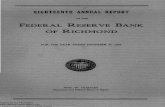 EIGHTEENTH ANNUAL REPORT - FRASER · eighteenth annual report of the federal reserve bank of richmond for the year ended december 31, 1932 ... hugh leach, managing director. john