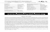 American Crystallographic Association, Inc. · American Crystallographic Association, Inc. About the ACA The American Crystallographic Association (ACA) was founded in 1949 through