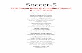 Soccer-5 Soccer Rules.pdf · Soccer-5 2018 Season Rules & Guidelines Manual K – 12th Grade Canby United Soccer Association (one jersey, navy blue) Clackamas United Soccer Club