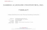 GAMING & LEISURE PROPERTIES, INC. - …€¦ · Use these links to rapidly review the document TABLE OF CONTENTS Table of Contents UNITED STATES SECURITIES AND EXCHANGE COMMISSION