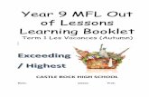 Year 9 MFL Out of Lessons Learning Booklet · Year 9 MFL Out of Lessons Learning Booklet Term 1 Les Vacances (Autumn) ... Add in 2 more verbs in past and future tenses. Use two intensifiers