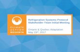 Refrigeration Systems Protocol Stakeholder Team … · Refrigeration Systems Protocol Stakeholder Team Initial Meeting Ontario & Quebec Adaptation May 23rd, 2017. Agenda 1. Background