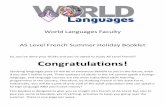 World Languages Faculty AS Level French Summer Holiday Booklet · World Languages Faculty . AS Level French Summer Holiday Booklet . ... Pourquoi tu aimes cette musique? ... but sometimes