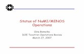 Status of NuMI/MINOS Operations - Fermilab€¦ · Status of NuMI/MINOS Operations Gina Rameika DOE Tevatron Operations Review March 27, 2007. ... 4 x 1013POT/Spill. 2007 DOE Tevatron