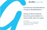 Functional Considerations of Injury Rehabilitation – … 2pm East - Fiona... · Active vs Passive Treatment ? ... Lumbar mobilisation daily Seated row, lat pulldown, leg press Recumbent