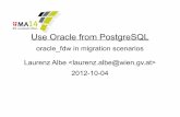 Use Oracle from PostgreSQL - PostgreSQL … · What is oracle_fdw? it allows read access to Oracle tables as if they were PostgreSQL tables an SQL/MED Foreign Data Wrapper for Oracle