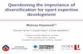 Questioning the importance of diversification for … NASPSPA 2012 - Questioning the... · Questioning the importance of diversification for sport expertise development Damian Farrow1,3,
