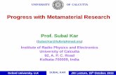 Progress with Metamaterial Research - University of …jaiweb/slides/2013_Kar.pdf · Progress with Metamaterial Research Prof. Subal Kar (Subal.Kar@fulbrightmail.org) ... U.K SUBAL