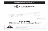 HK12ID Dieless Crimping Tool - greenlee … · Damage to the ram or crimping tool head can result. • Do not perform any service or maintenance other than as described in this manual.