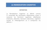 LA REMEDIATION COGNITIVE - IFSI DIJON Bienvenue · LA REMEDIATION COGNITIVE La Remédiation Cognitive se définit comme l’« ensemble des techniques rééducatives visant à restaurer