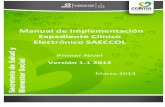 Manual de Implementación Expediente Clínico … fileExpediente Clínico Electrónico SAECCOL MIM001. Manual de Implementación Primer Nivel Versión 1.1 Página 3 Índice Capítulo
