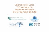 Valoración del Curso TNT Geriatric 2.0 impartido en Madrid ... · impartido en Madrid el 6 y 7 de mayo de 2016 . Valoración del Curso ... ámbitos (servicios hospitalarios, residencias