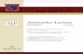 Aristoteles Latinus - Brepols Publishers · Aristoteles Latinus Database The complete corpus of medieval translations of the works of Aristotle ... Poetica, A.L. XXXIII, ed. L. Minio-Paluello,