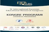 IV. International Eurasian ... - Ejer Congress 2018ejercongress.org/pdf/kongreprogrami2017.pdf · 1 iv. international eurasian educational research congress 11-14 mayis 2017 / 11-14