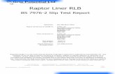 Raptor Liner RLB · Page 3 Summary Page 4 Raptor Liner RLB #1 BS 7976-2 Test Certificate (Slider #96/4S) Page 5 Raptor Liner RLB #2 BS 7976-2 Test Certificate (Slider #96/4S)