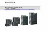 430 COM en 0805 - Siemens · Issue 08/05 1 Installation MICROMASTER 430 Operating Instructions (Compact) 5 1 Installation 1.1 Clearance distances for mounting The inverters can be