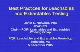 Best Practices for Leachables and Extractables Testingpqri.org/wp-content/uploads/2015/08/pdf/DanNorwoodDay1.pdf · Best Practices for Leachables and Extractables Testing Daniel L.