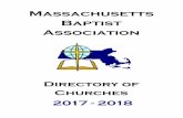 Massachusetts Baptist Associationmassbaptist.org/MBA Directory 2017.pdf · APRISCO CHURCH Pastor: William Cosmo (Camilla Cosmo) 493 Lancaster Street Leominster, MA 01453 Pastor Cell: