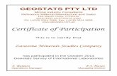 Certificate of Participation - zarazma.comzarazma.com/userimage/pdf/rr october 2014 - zarazma minerals... · MUPANE BOTS Mupane Gold Project Lab LAGUNAS MINE Minera Barrick Misquichilca